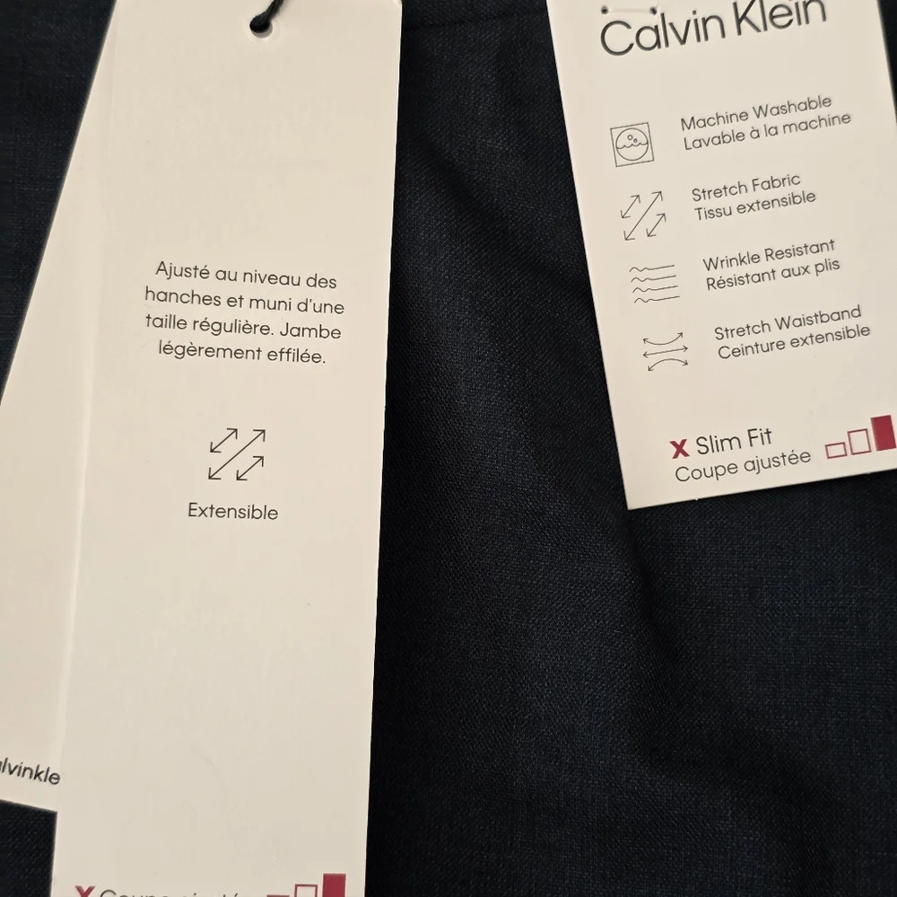 Calvin Klein Dress Pants Men 35x30 Navy Blue NWT $95 Slim Fit Stretch - Picture 3 of 6